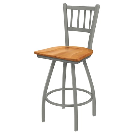 Holland Bar Stool Co 25" Swivel Counter Stool, Nickel Finish, Med Maple Seat X810